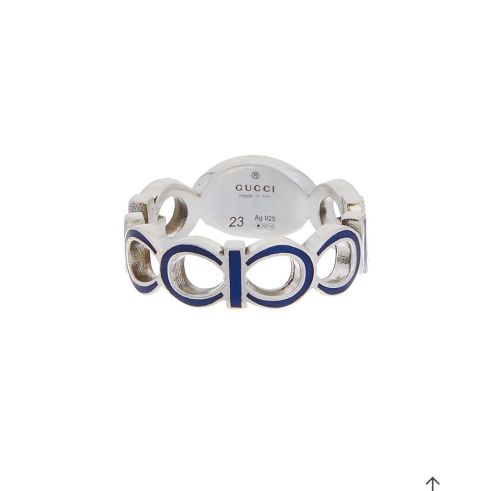 925 Gucci Silver Ring with Blue Detailing - Picture 3 of 6